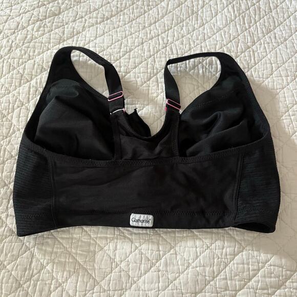 GLAMORISE Women's Sport Bra Black Sz 36G Athletic Running Jogging Activewear Y2K - Picture 2 of 8